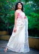 Designer Net Saree In Off White Color